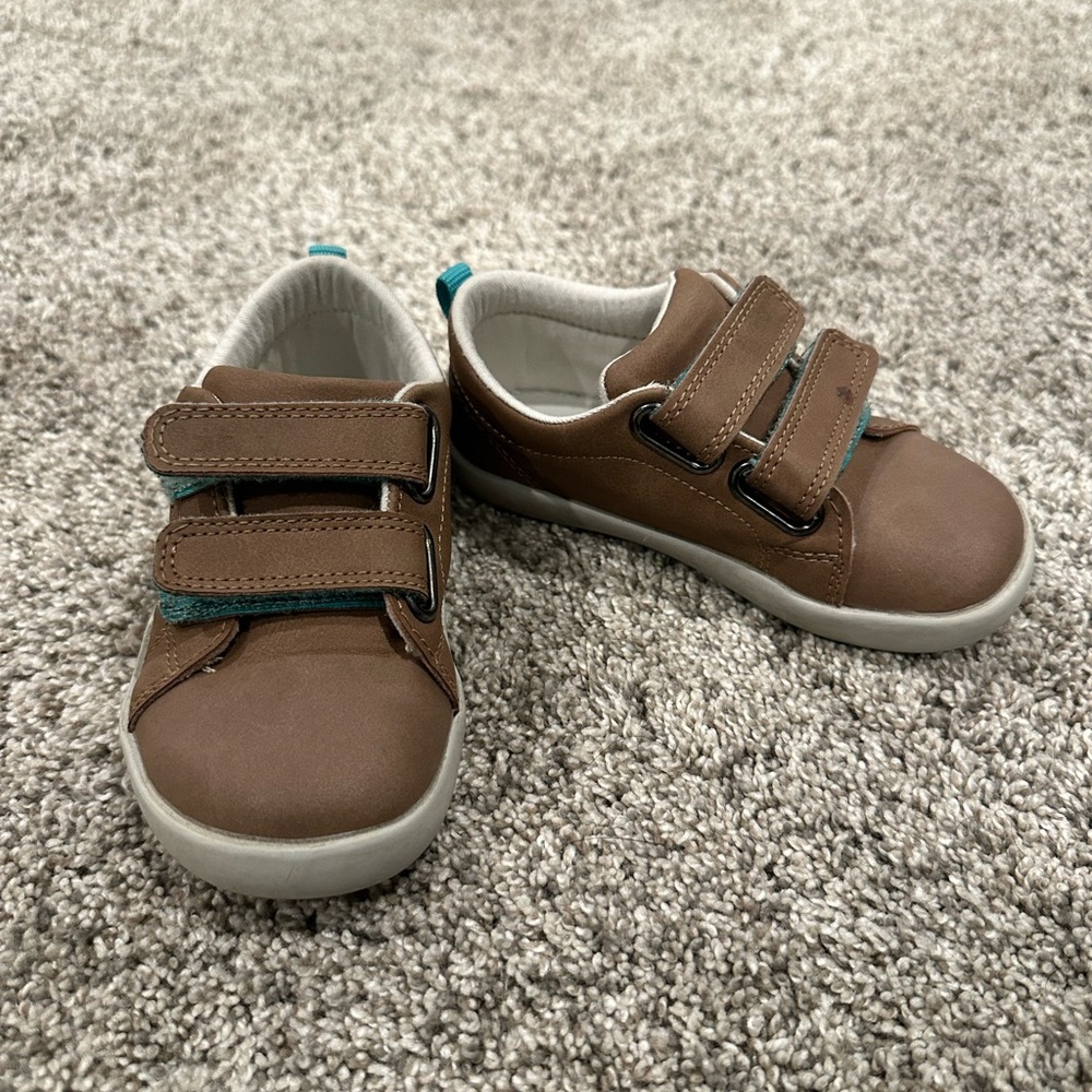 Ten Littles Brown Every day Original Shoes with Velcro Straps-sz 10T